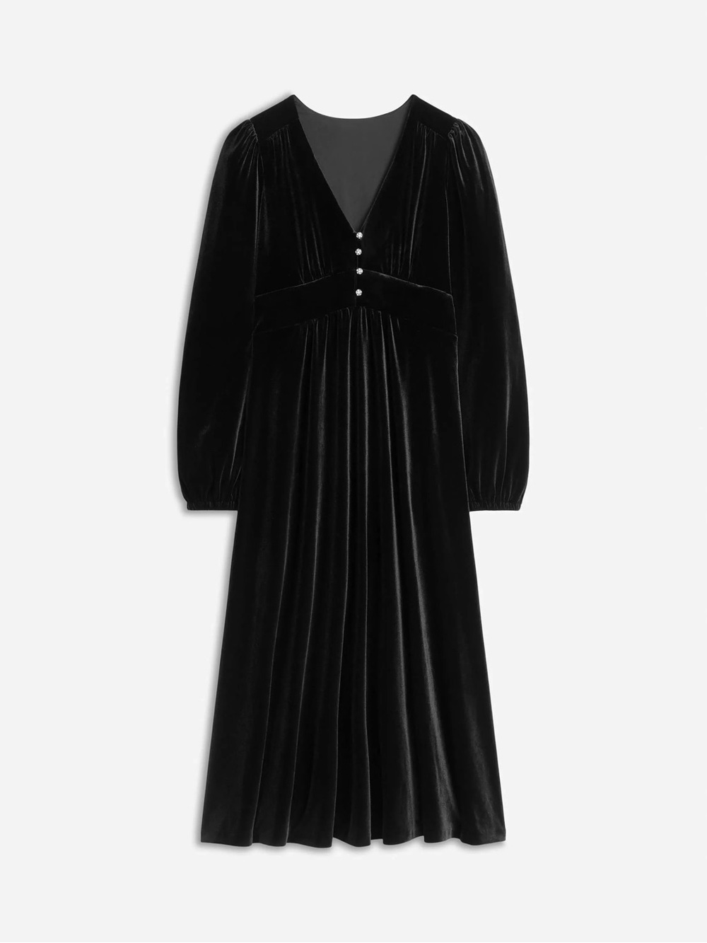 Boden Jocelyn Black Velvet Tea Dress Size 2 Petite Jeweled Button Holiday